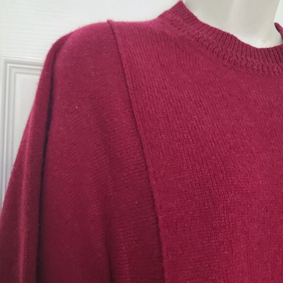 ZUCCA women 100% Wool Dolnman Knit Sweater Burnt Maroon round neck Size M NEW - Picture 5 of 10